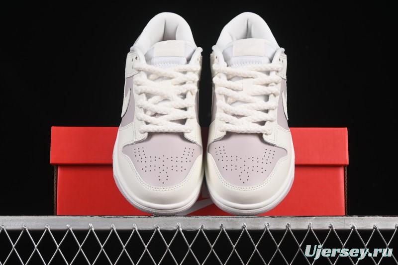 Nike SB Dunk Low White Light Purple Embossed Low-Top Casual Skate Shoes IH0639-011