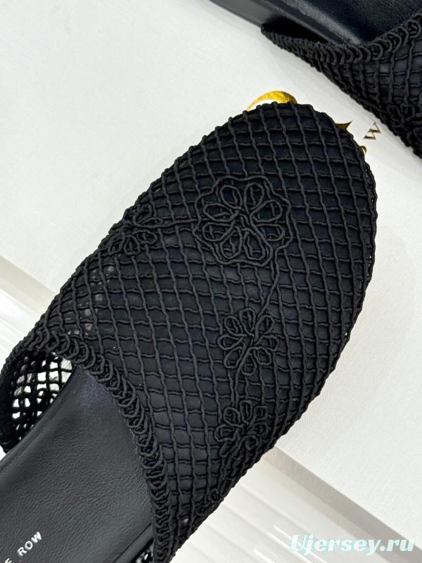 2025 Slippers Unisex The Row Black Mesh LY00360