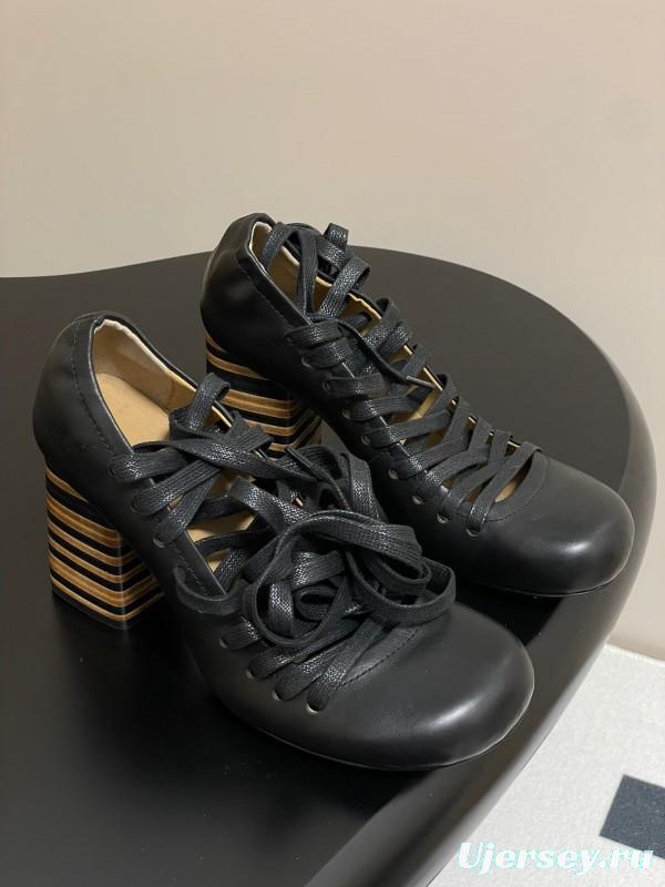 Lemaire 2025 SS Spring Collection Ballet Flats Derby Shoes with Laces Flat Heel and High Heel - KFY00310