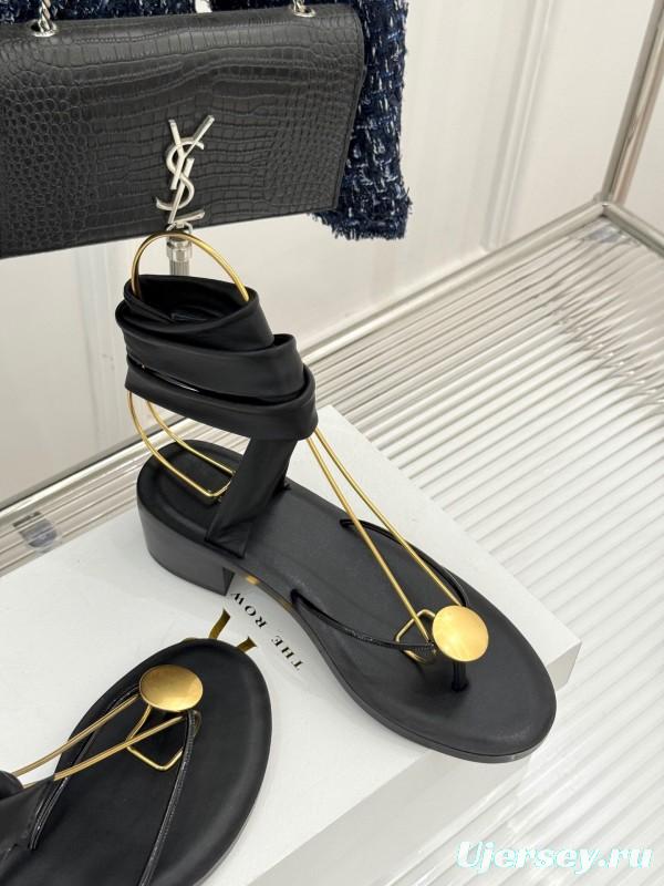 2025 Women Yves Saint Laurent Black Leather Sandal