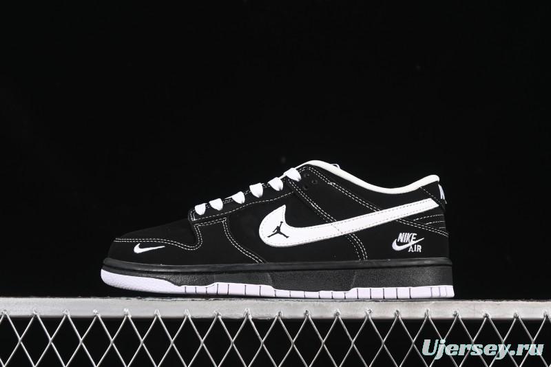 Nike SB Dunk Low All Black White Swoosh Anniversary High-End Custom Low-Top Casual Skate Shoes - LW1818-117