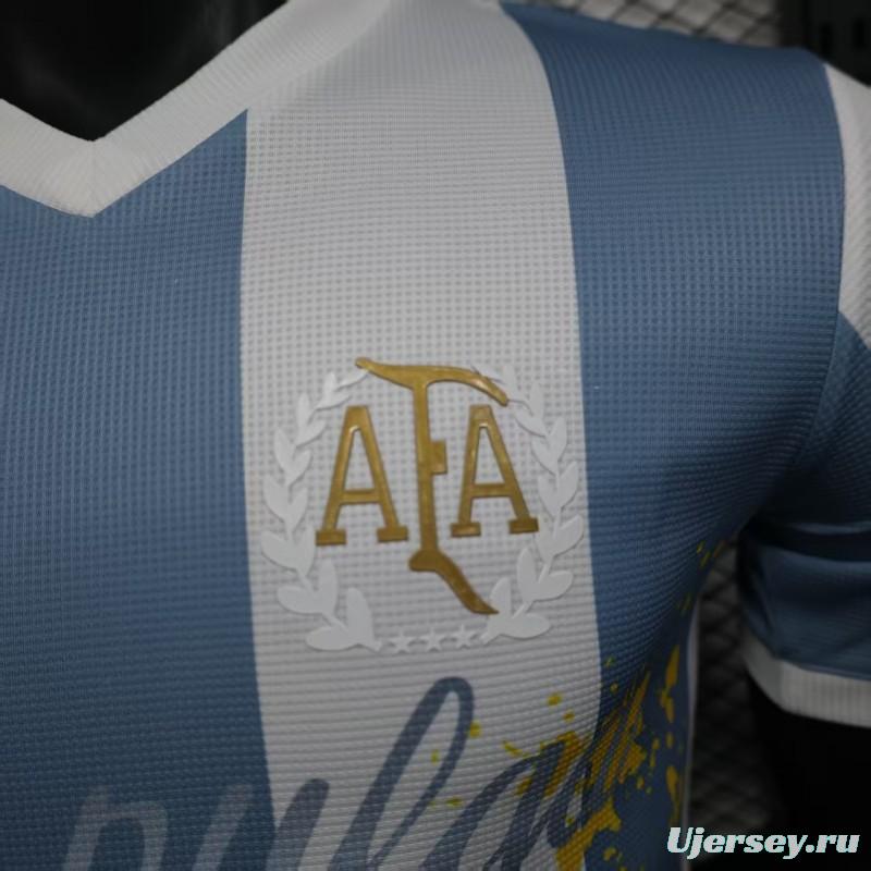 Player Version 2025 Argentina Blue with Messi Celebration Print Jersey