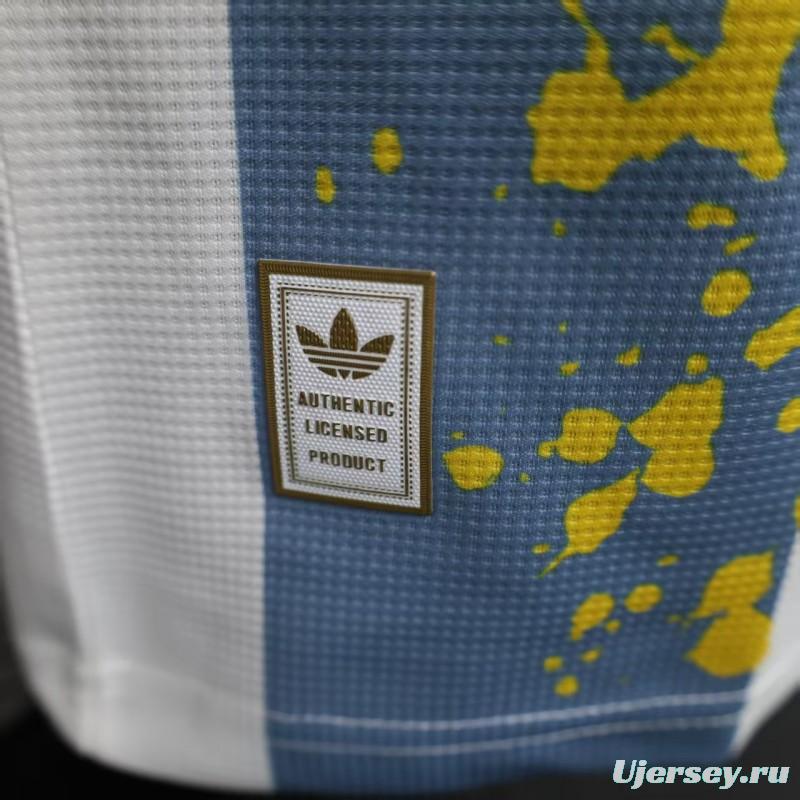 Player Version 2025 Argentina Blue with Messi Celebration Print Jersey