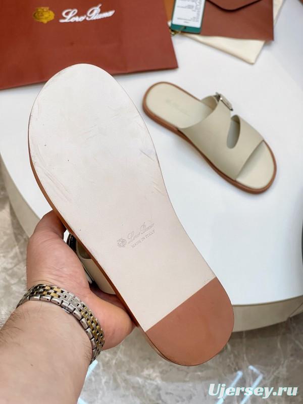 2025 Men Loro Piana Ivory Leather Slippers AS00250
