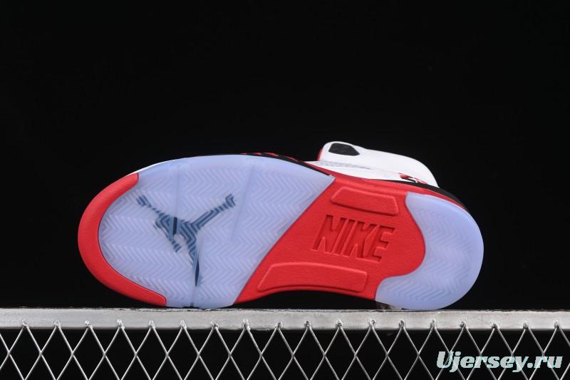 Nike Air Jordan 5 Retro Fire Red Black Tongue Basketball Shoes - HQ7978-101