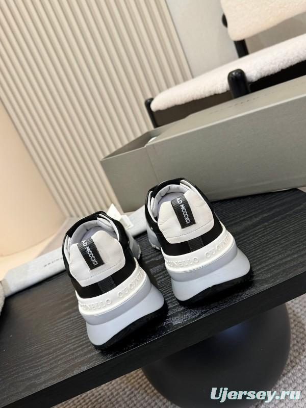 2025 Men Brunello Cucinelli Black White Calf Leather Sneakers AS00320