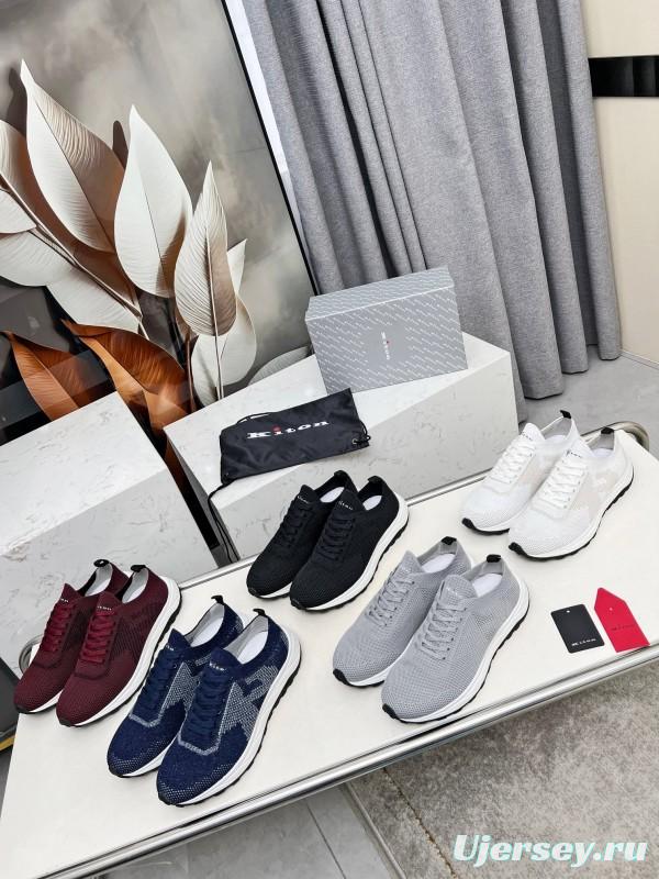 2025 Men Kiton Grey Knit Mesh Sneakers Lightweight Rubber Sole AS00320