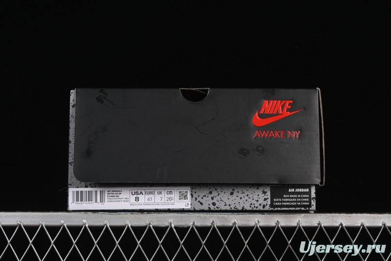 Awake NY Air Jordan 5 Retro Sneakers with Arctic Pink Colorway and Awake NY Logo Mesh - DV4982-600