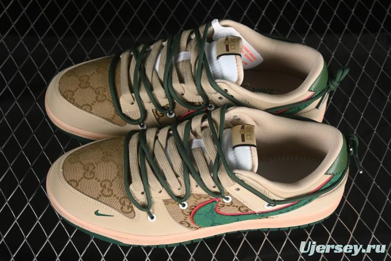 Nike SB Dunk Low Gucci Collaboration Strap Green Swoosh Anniversary High-End Custom Low-Top Casual Skate Shoes - DM6868-087