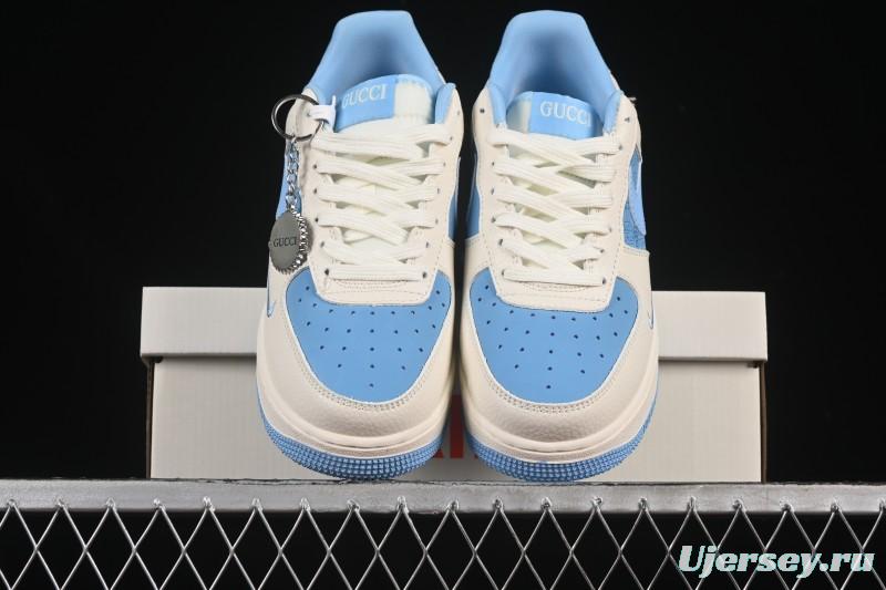 Nike Air Force 1 '07 Low Gucci Collaboration Ice Blue Low-Top Casual Sneakers - DF0188-067