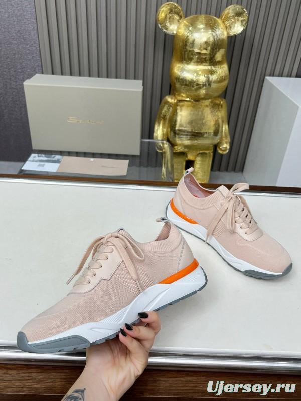 2025 Unisex Santoni Beige Wool Blend Knit Sneakers AS00320