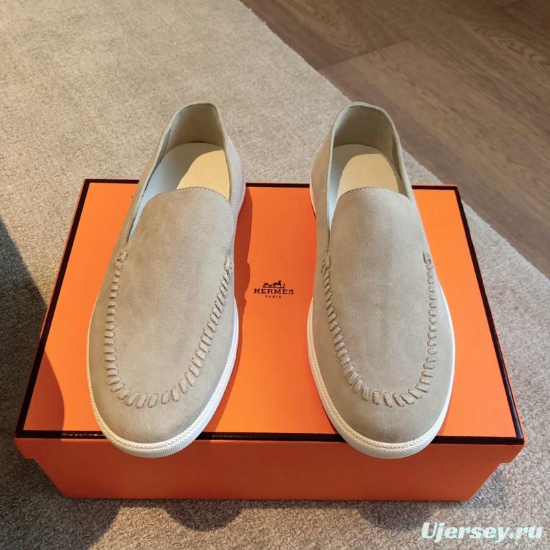 2025 Men Hermès Beige Suede Loafers AS00380