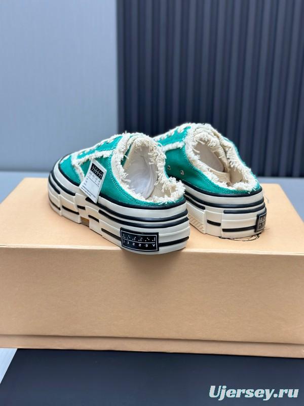 2025 Unisex XVESSEL Green White Canvas Plimsolls Vulcanized AS00240