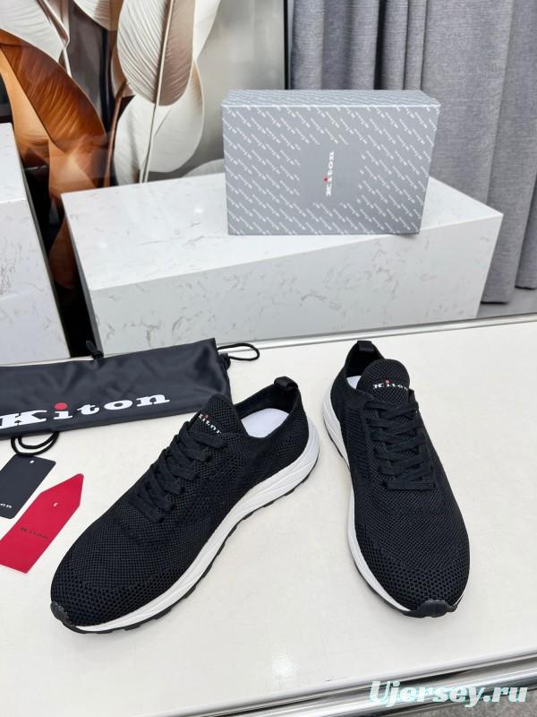 2025 Unisex Kiton Black Knit Sneakers AS00320