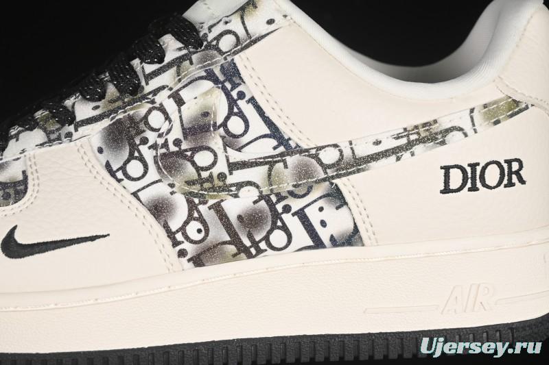 Nike Air Force 1 '07 Low Dior Collaboration Gray Floral Low-Top Casual Sneakers - DF0188-064