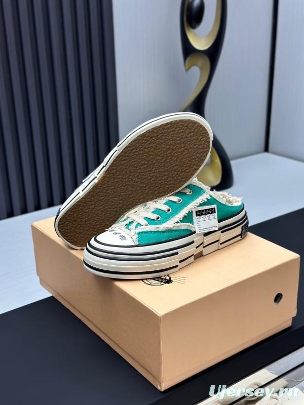 2025 Unisex XVESSEL Green White Canvas Plimsolls Vulcanized AS00240