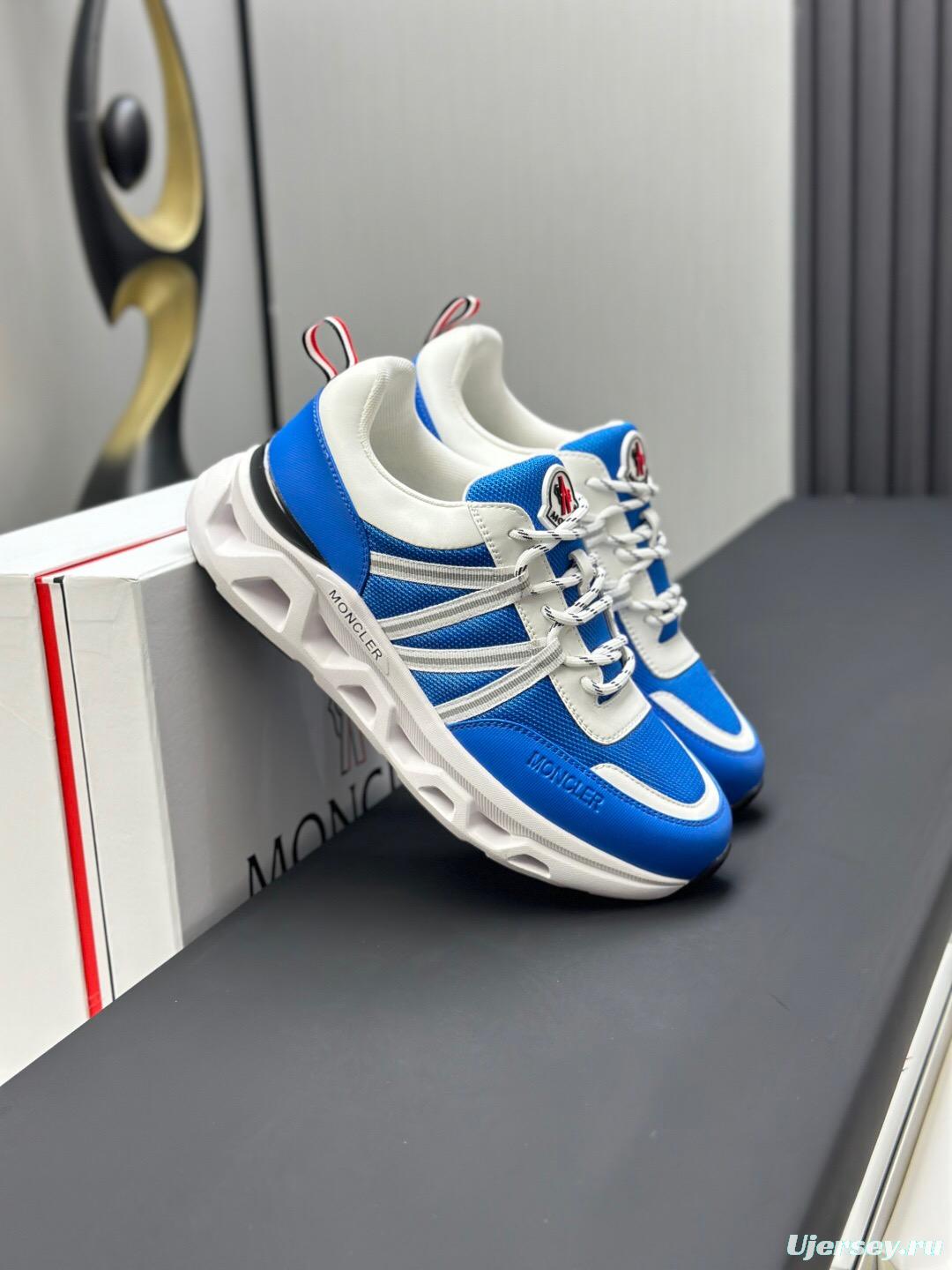 2025 Unisex Moncler Blue White Nylon Mesh Trailgrip GTX Trail Running Shoes KFY00390