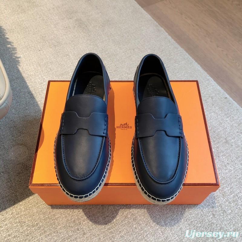 2025 Unisex Hermes Black Calfskin Loafers AS00380