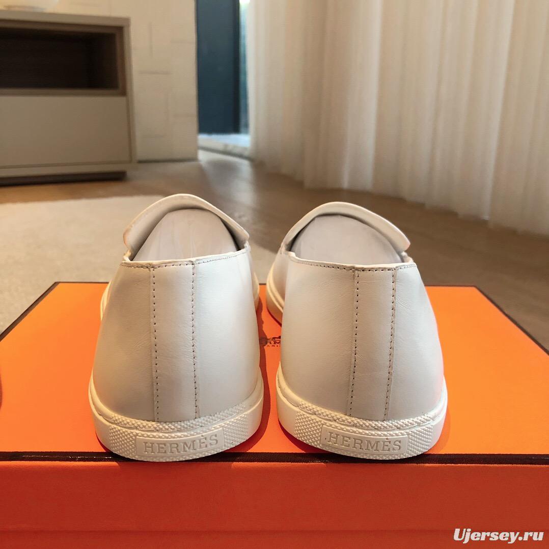 2025 Unisex Hermès White Leather Plimsolls AS00380
