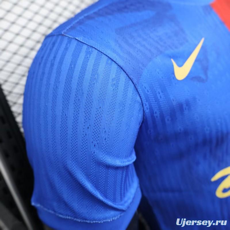 Player Version 25/26 Barcelona Travis Scott Blue with Red Half Split Jersey