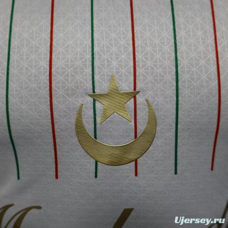 Player Version 2025 Palestina White with Red and Green Pinstripe Jersey