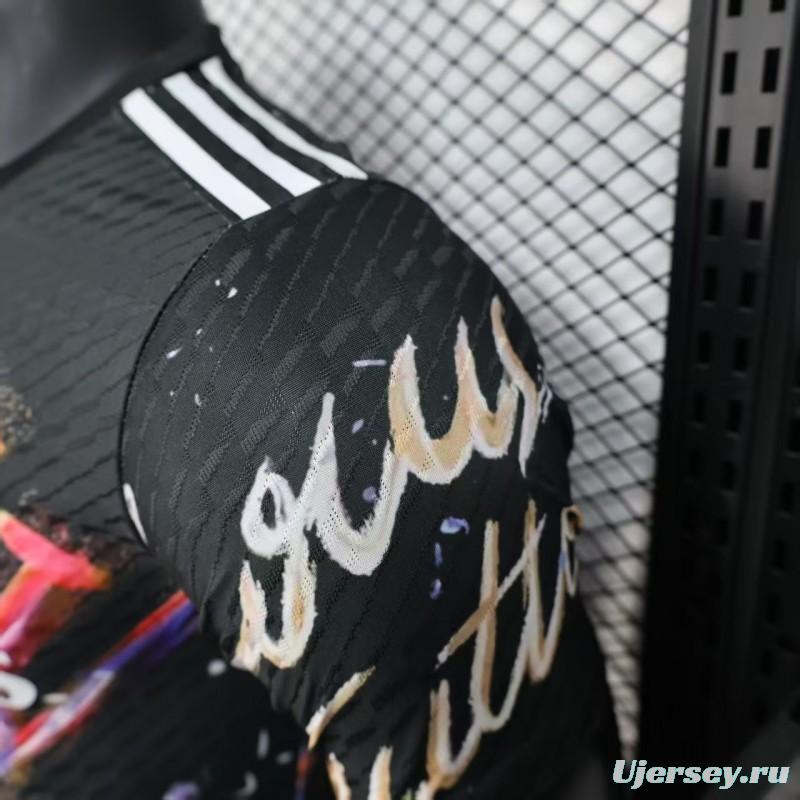 Player Version 25/26 Real Madrid Black with Colorful Abstract Art Pattern Jersey