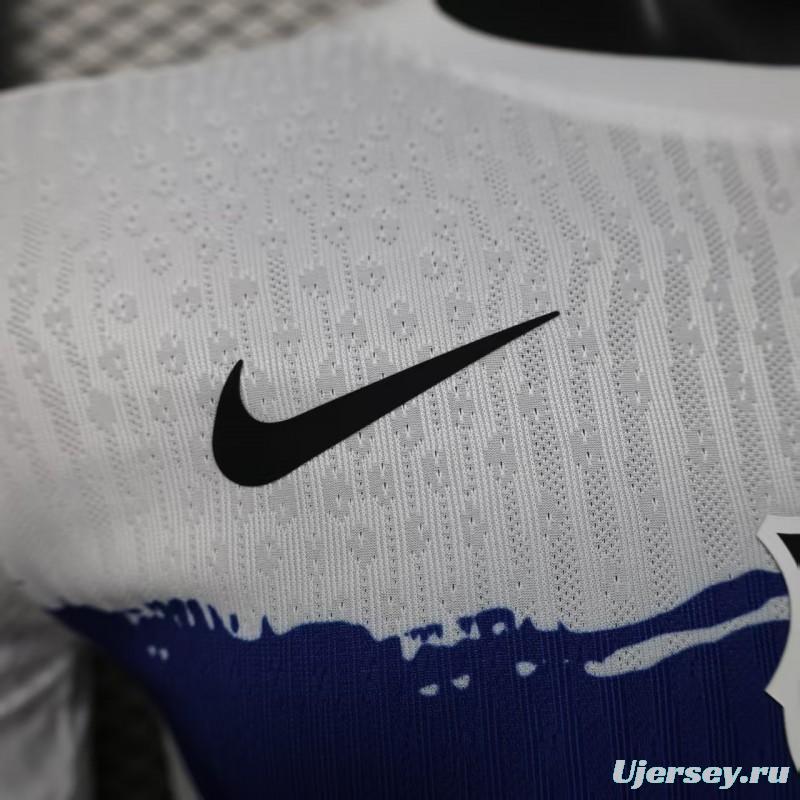 Player Version 25/26 Barcelona White with Blue and Red Brush Stroke Jersey