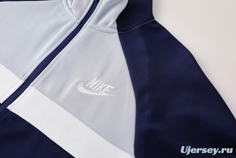 2025 Nike Grey/Navy Full Hoodie Zipper Jacket +Long Pants