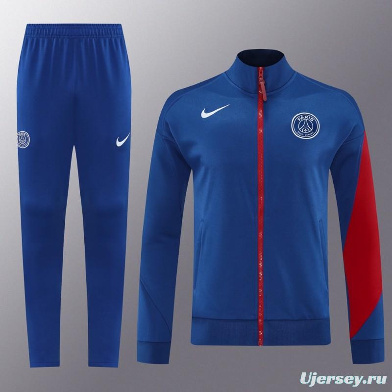 25/26 PSG Blue Full Hoodie Zipper Jacket +Long Pants
