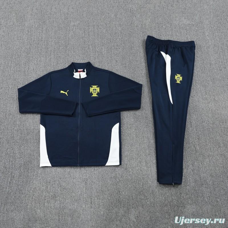 2025 Portugal Navy Full Zipper Jacket +Long Pants