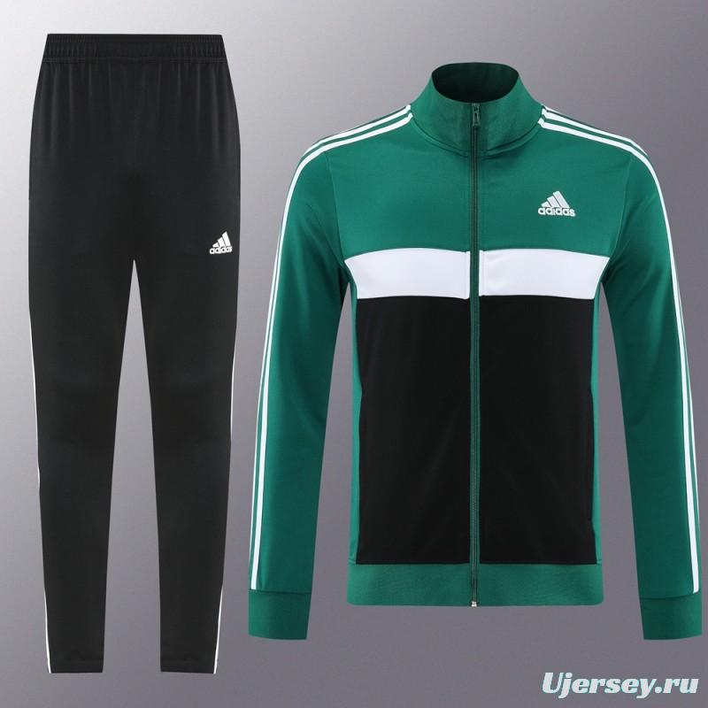 2025 Adidas Green/Black Full Zipper Jacket +Long Pants