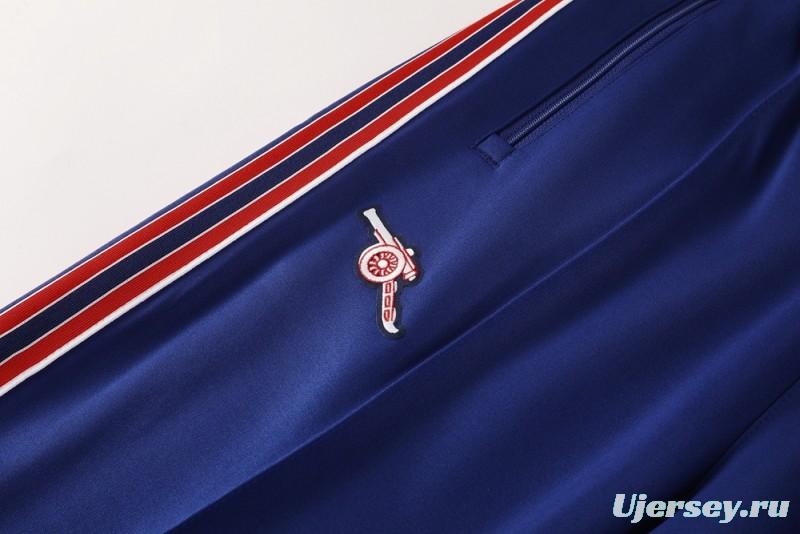 25/26 Arsenal Blue with Red & White Stripes Full Zipper Jacket +Long Pants