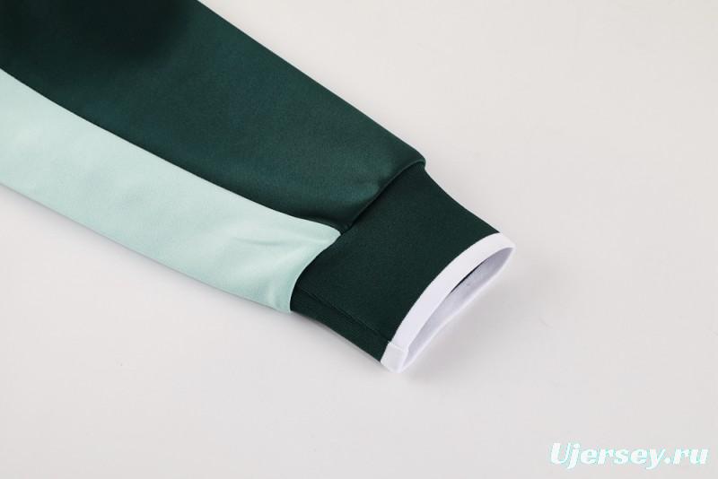 2025 Nike Green/White Full Hoodie Zipper Jacket +Long Pants