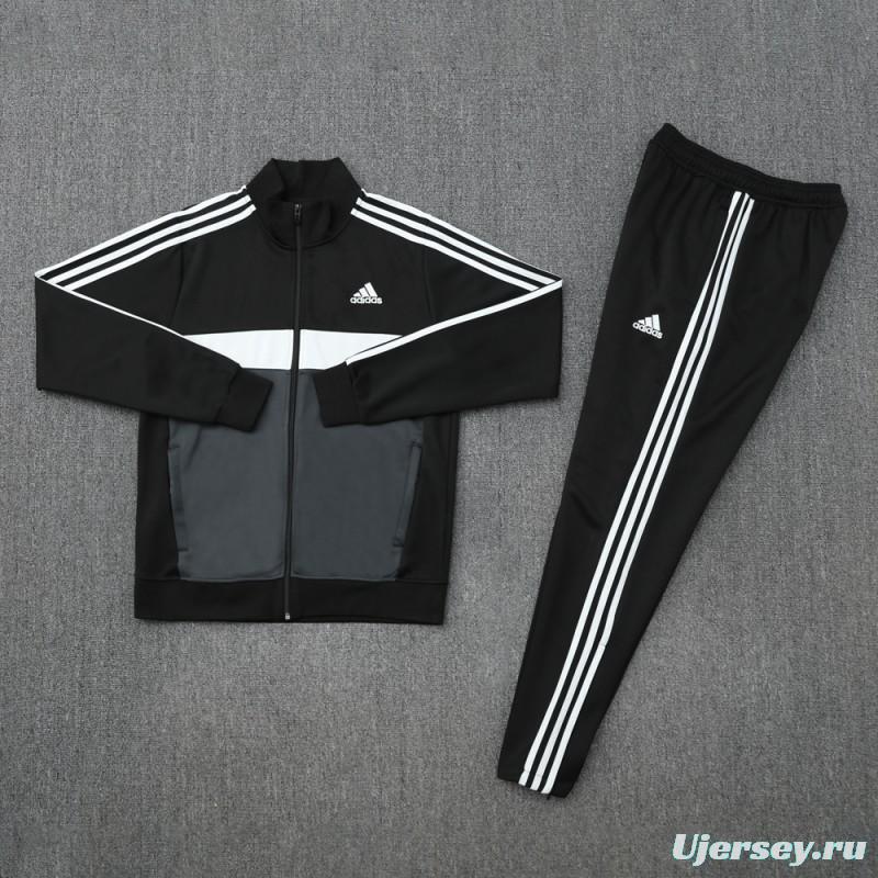 2025 Adidas Black/Grey Full Zipper Jacket +Long Pants