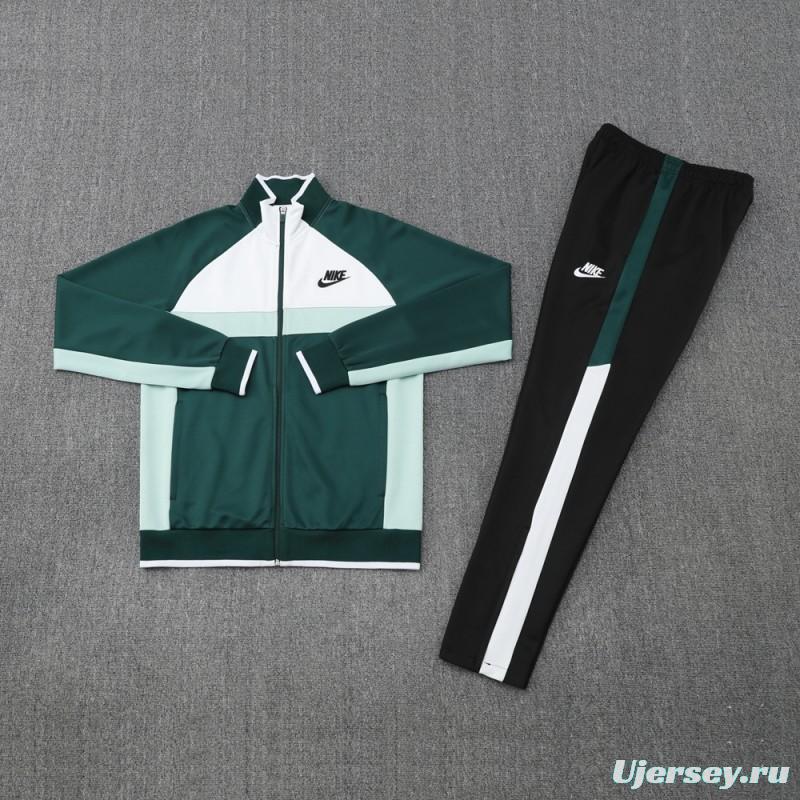 2025 Nike Green/White Full Hoodie Zipper Jacket +Long Pants