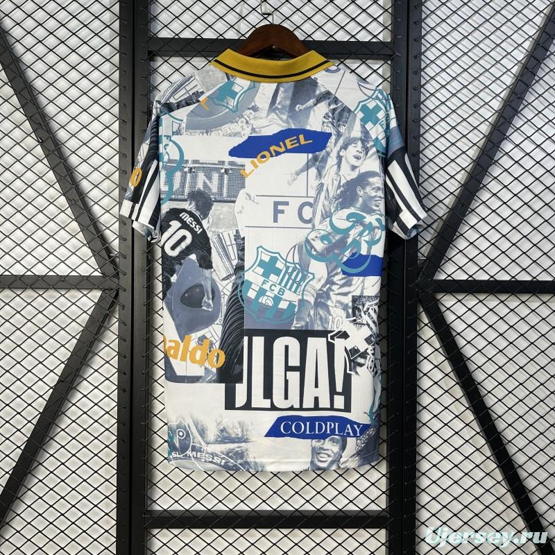 25/26 FC Barcelona White with Collage Art Jersey