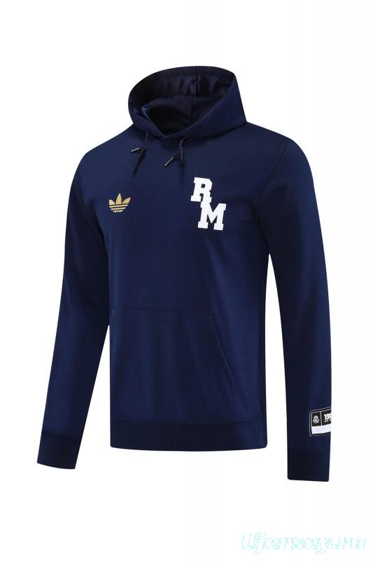 25/26 Real Madrid Navy Hoodie Full Zipper Jacket + Long Pants