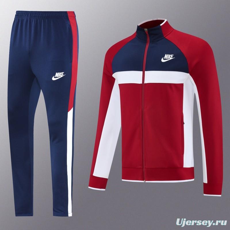 2025 Nike Navy/Red Full Hoodie Zipper Jacket +Long Pants