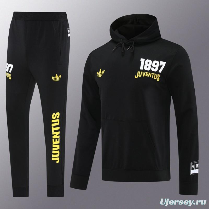 25/26 Juventus Black Hoodie Full Zipper Jacket + Long Pants