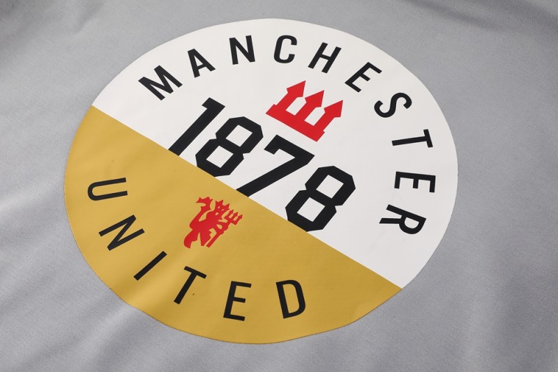 25/26 Manchester United Hooide Grey Full Zipper Jacket + Long Pants