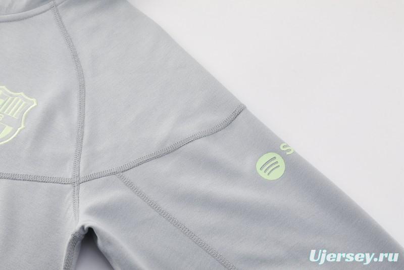 25/26 Barcelona Grey Full Zipper Hoodie Jacket +Long Pants