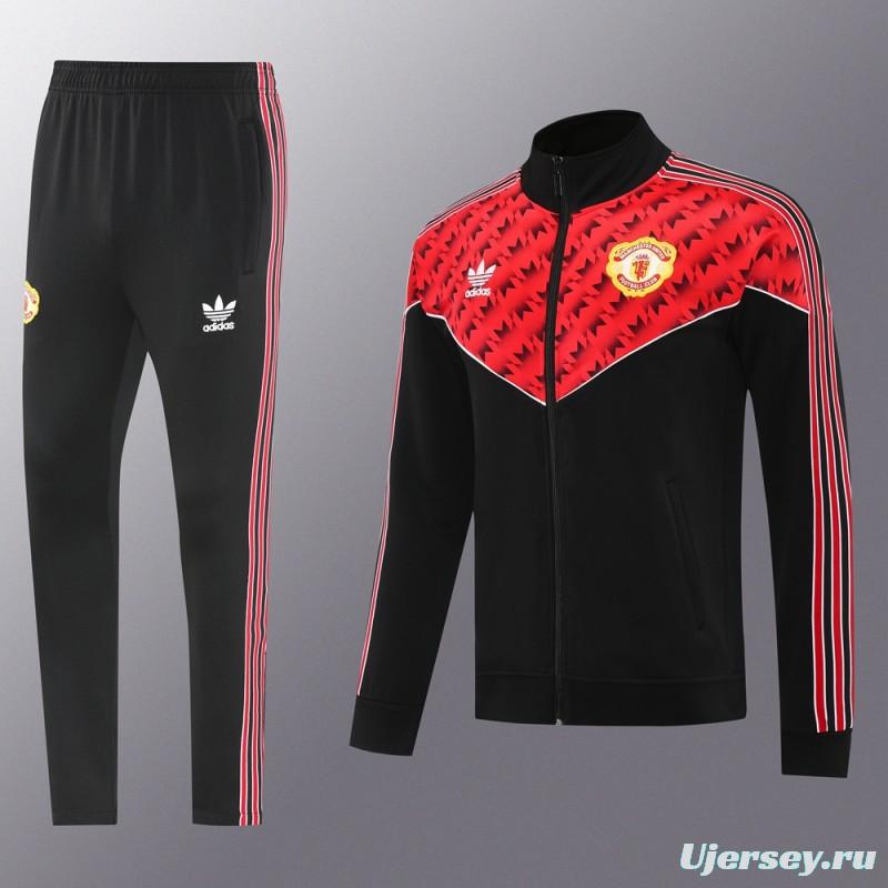 25/26 Manchester United Red/Black Full Zipper Jacket +Long Pants