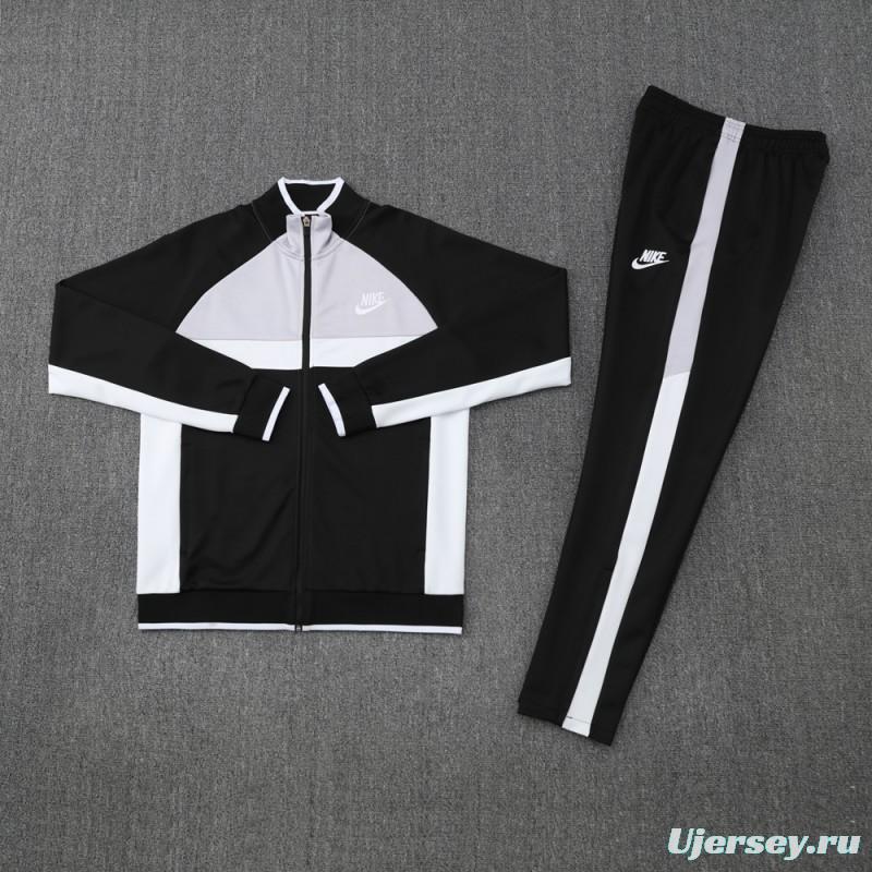 2025 Nike Grey/Black Full Hoodie Zipper Jacket +Long Pants