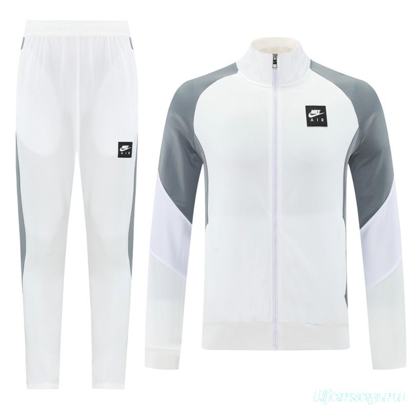 2025 NIKE WHITE/Grey Full Zipper Jacket +Long Pants
