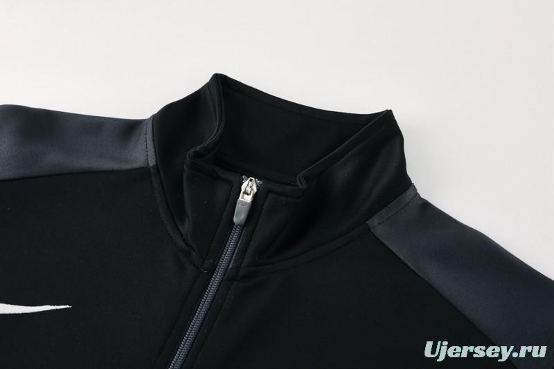 2025 Nike Black/Deep Grey Full Hoodie Zipper Jacket +Long Pants