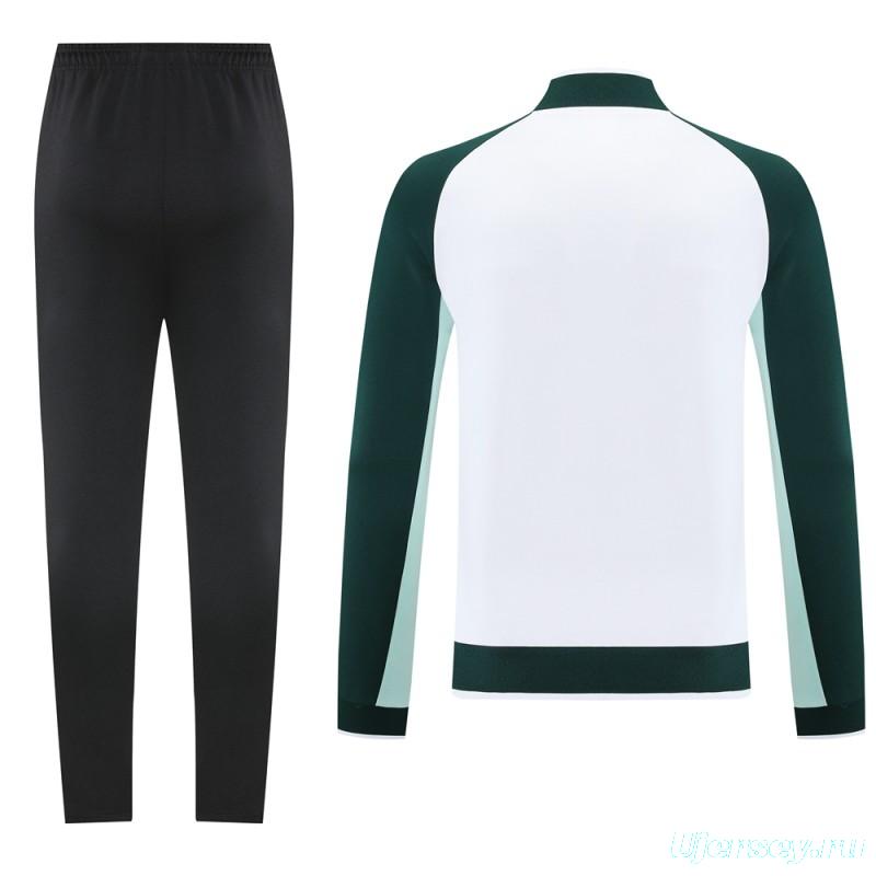 2025 Nike Green/White Full Hoodie Zipper Jacket +Long Pants