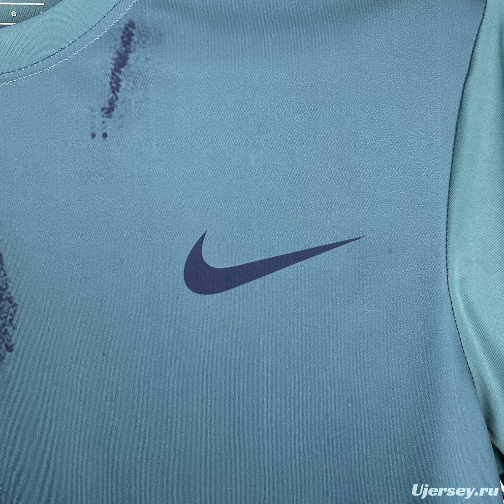 2025 NIKE Training Light Blue with Abstract Paint Brush Pattern T-Shirt #1045