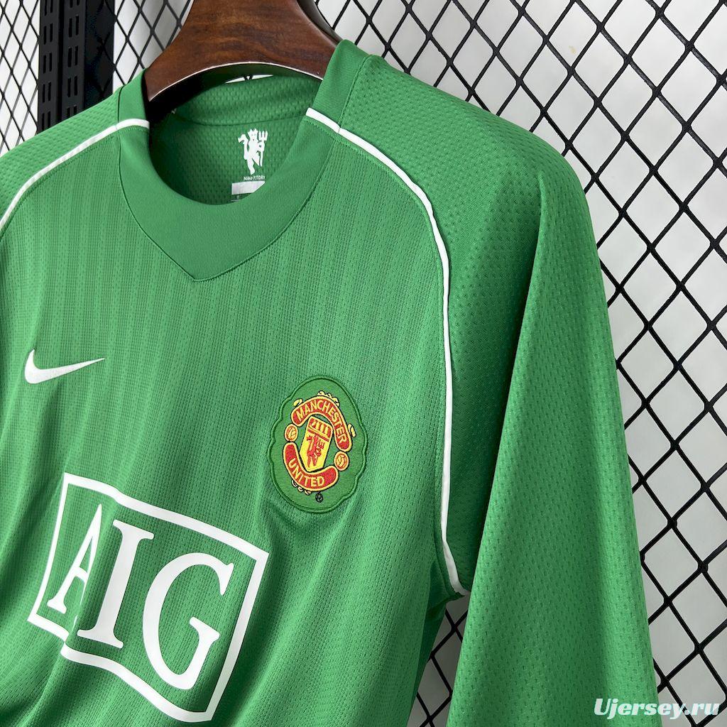 2007/08 Manchester United Green Goalkeeper Long Sleeves Retro Jersey