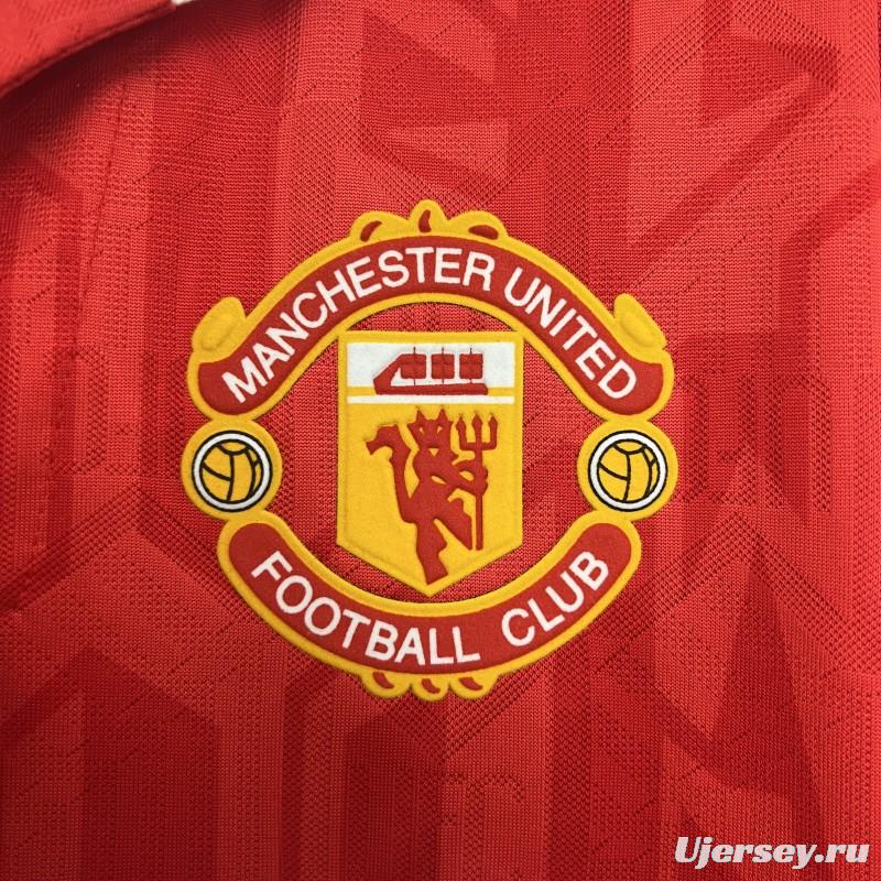 92/94 Retro Long Sleeve Manchester United Home Jersey