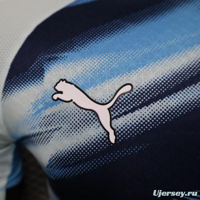 Player Version 25/26 Olympique de Marseille Blue with Gradient Wave Pattern Jersey